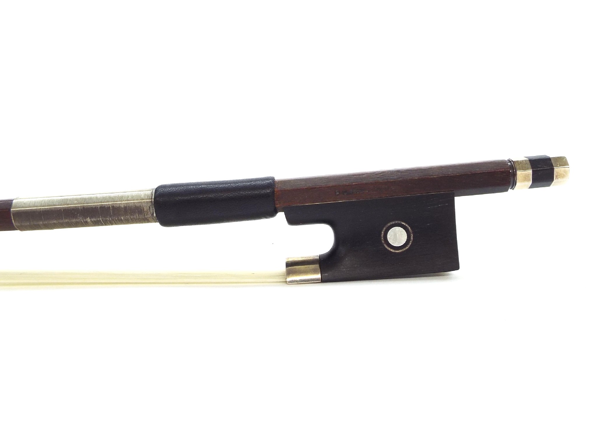 Appraisal: Silver mounted violin bow from the Finkel workshop and indistinctly