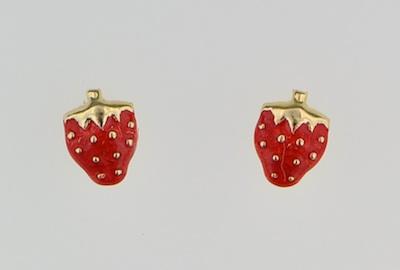 Appraisal: A Pair of k Gold and Enamel Strawberry Earrings k