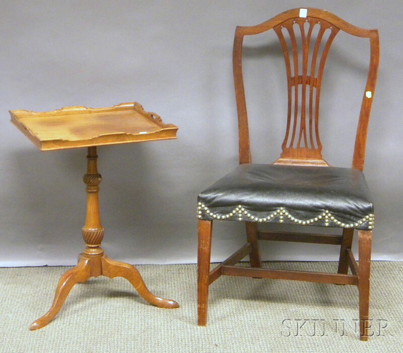 Appraisal: Federal Upholstered Birch Side Chair and a Chippendale-style Carved Mahogany