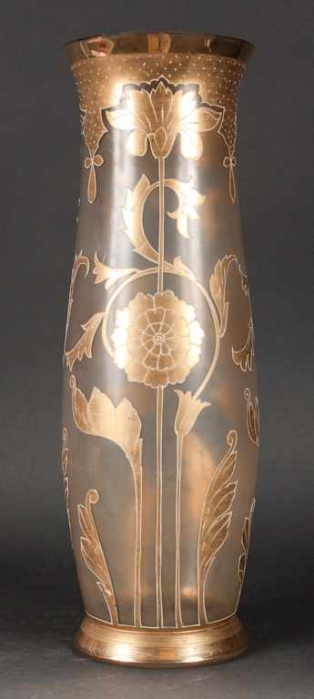 Appraisal: Art Nouveau gilt and enamel floral decorated glass vase Estimate