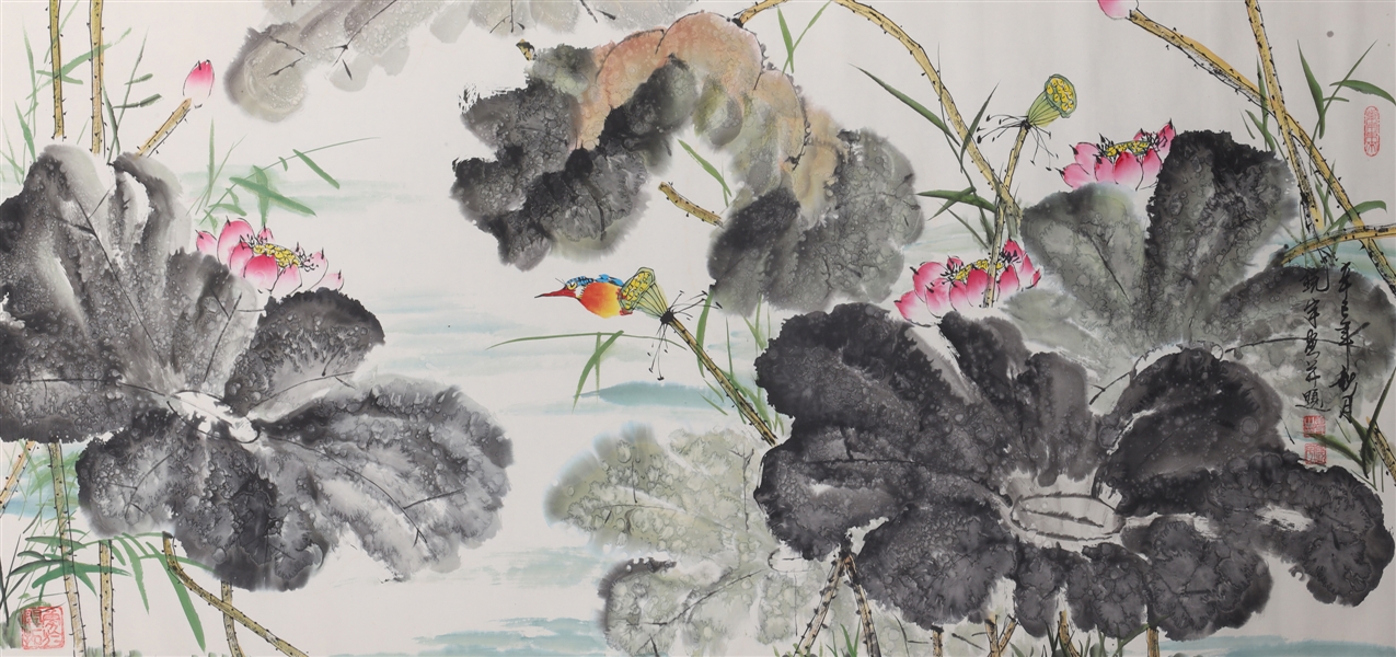 Appraisal: Chinese ink and color on paper painting mounted as scroll