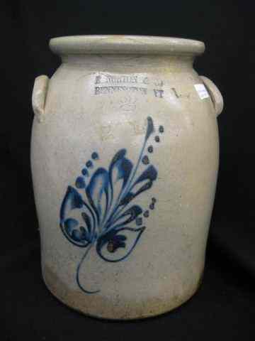 Appraisal: E Norton Bennington Vt Stoneware Crock leaf floral decor ''