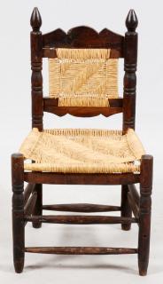 Appraisal: VINTAGE SPANISH WALNUT CHAIR C VINTAGE SPANISH WALNUT CHAIR C