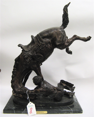 Appraisal: BRONZE SCULPTURE titled Wicked Pony after the original by Frederic