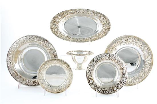 Appraisal: Kirk Son sterling serving pieces Repousse floral patterns consisting of