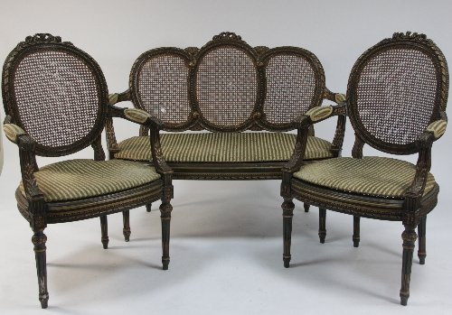 Appraisal: An early th Century cane and parcel gilt drawing room