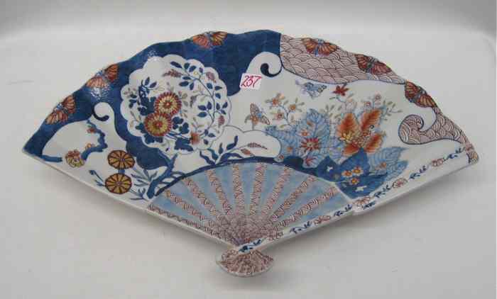 Appraisal: CHINESE IMARI PORCELAIN FAN BOWL traditional blue red and gold