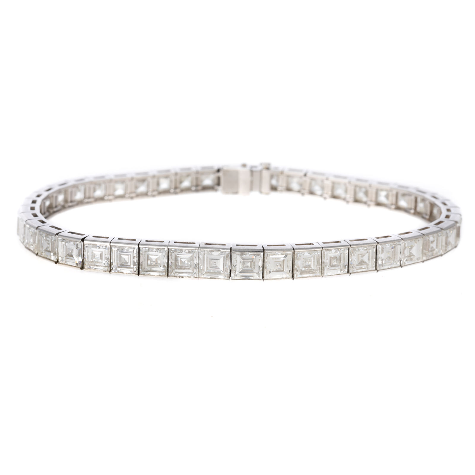 Appraisal: AN ART DECO CTW DIAMOND LINE BRACELET Platinum bracelet featuring