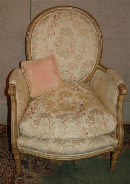 Appraisal: Louis XVI Style Blonde Wood Bergere Estimate nbsp nbsp nbsp