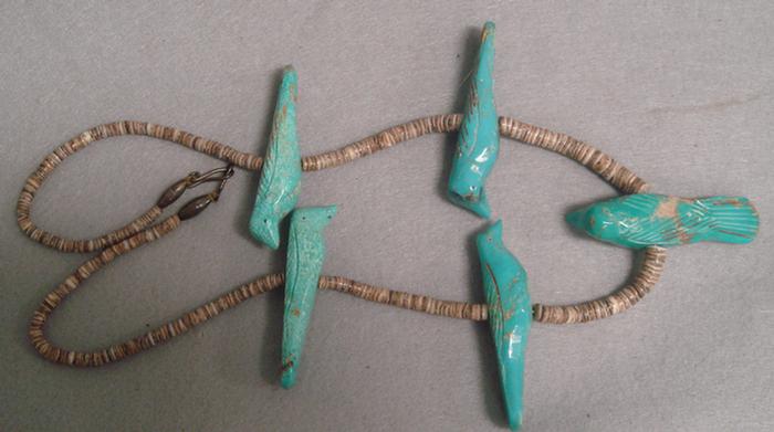 Appraisal: Native American turquoise bird necklace Length Estimate -