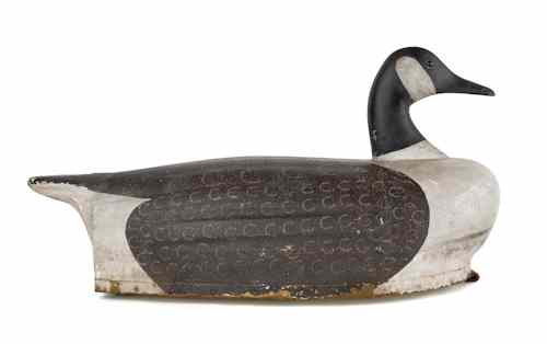 Appraisal: Canvas over wood goose decoy ca h l