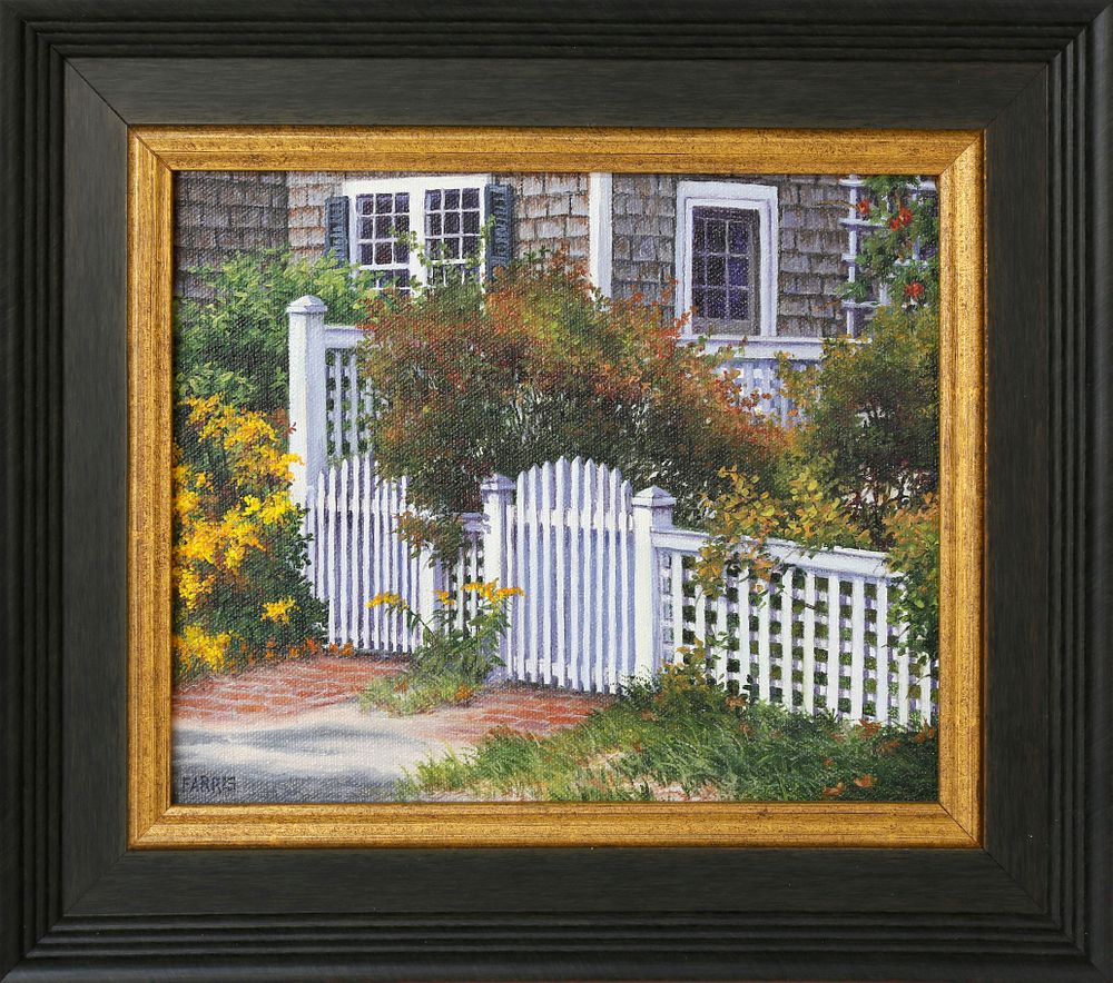 Appraisal: Robert Farris Oil On Canvas Nantucket Twin Gates Robert Farris