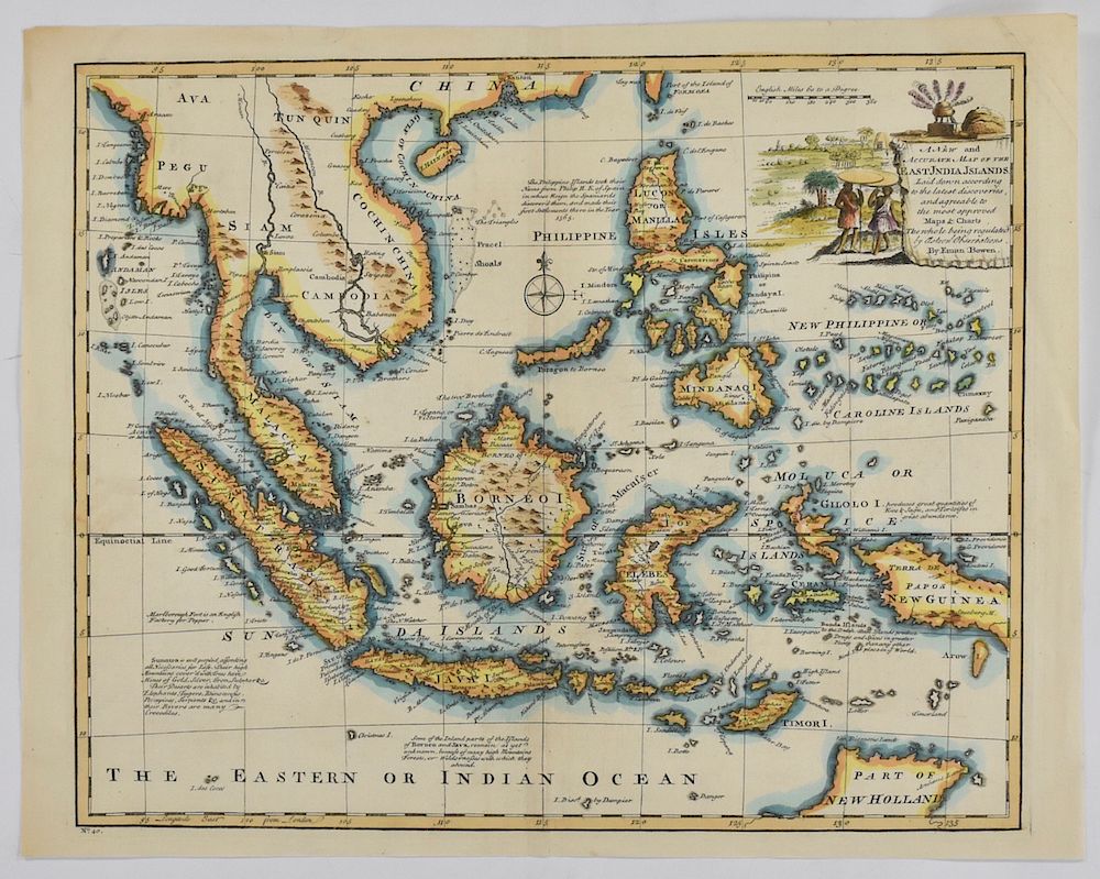 Appraisal: Emanuel Bowen Map of the Eastern or Indian Ocean ca