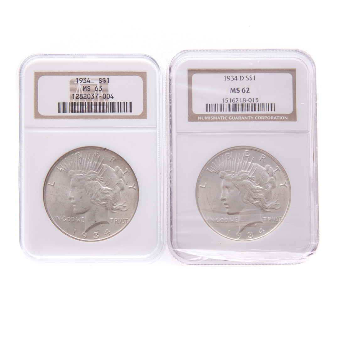 Appraisal: US P-D Peace Dollars MS -MS NGC MS -D NGC