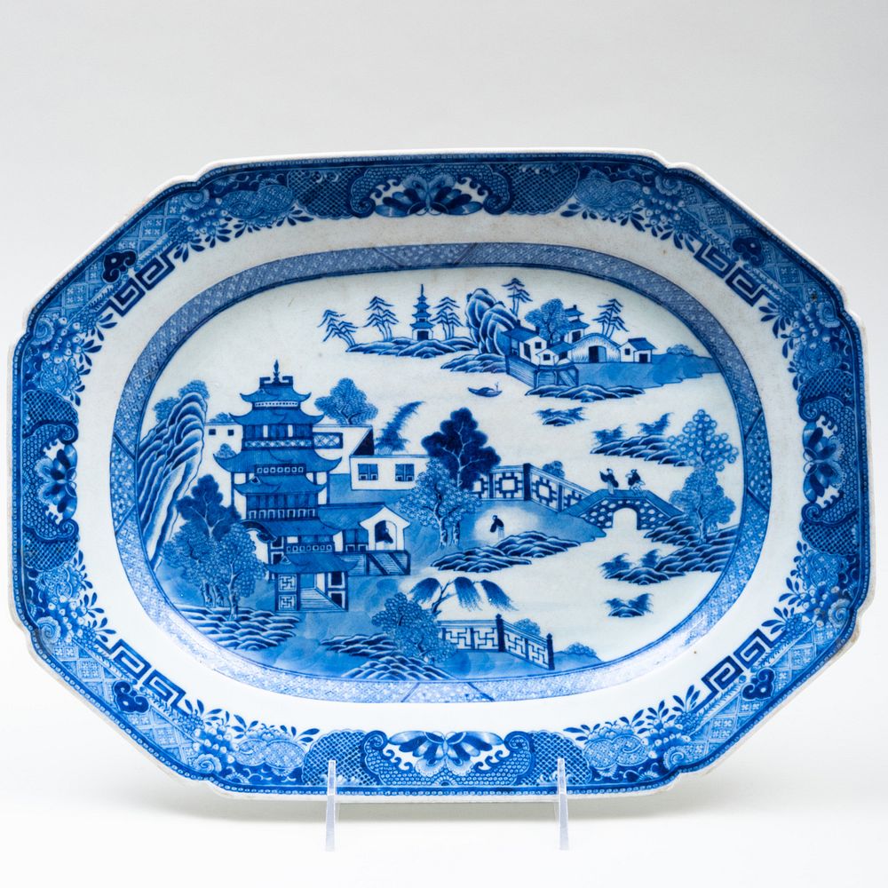 Appraisal: Chinese Export Blue and White Porcelain Platter x in Master