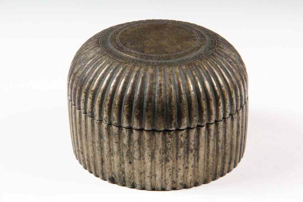 Appraisal: LIDDED ISLAMIC BRONZE DOME TOP BOX- Finely cast ribbing to