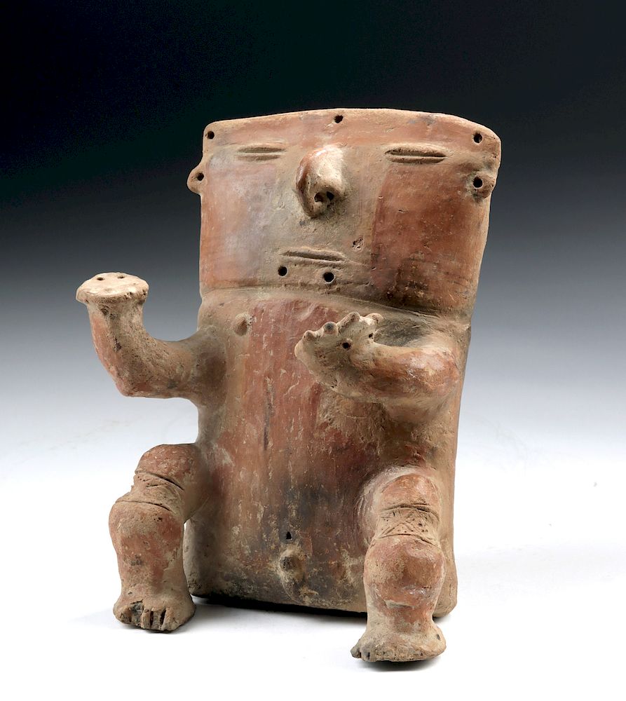 Appraisal: Quimbaya Pottery Seated Slab Figure Pre-Columbian Colombia Middle Cauca Quimbaya