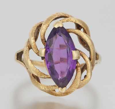 Appraisal: A Ladies' Amethyst Ring k yellow gold ring with a