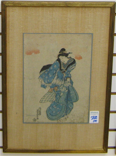 Appraisal: TWO JAPANESE COLOR WOODCUTS both Oban size The first by