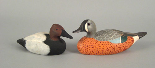 Appraisal: Two carved and painted duck decoys signed Capt Ed Moore