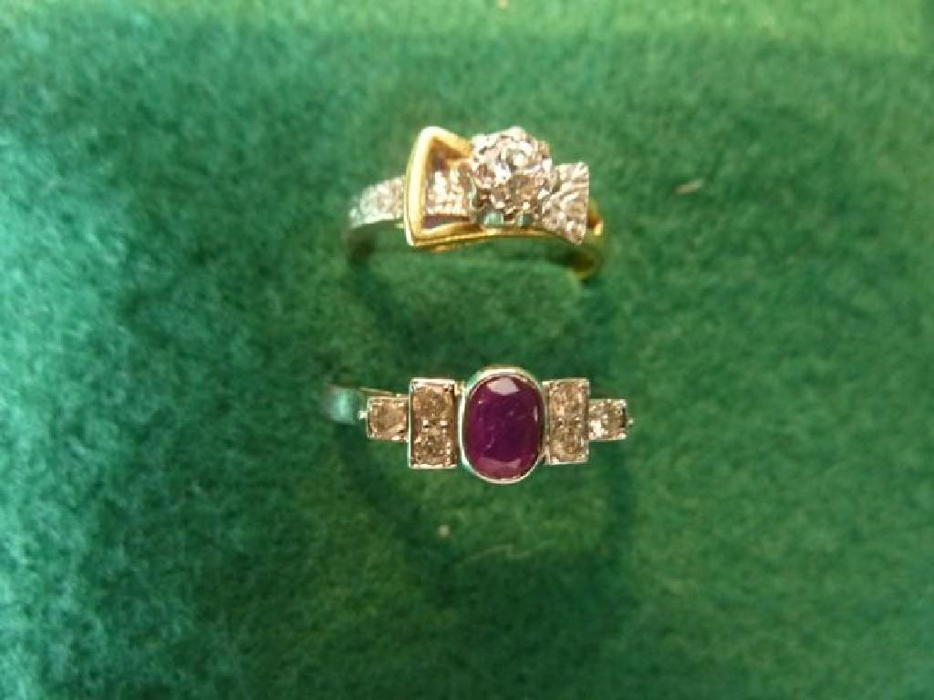 Appraisal: A diamond single stone ring ct shank and a ruby