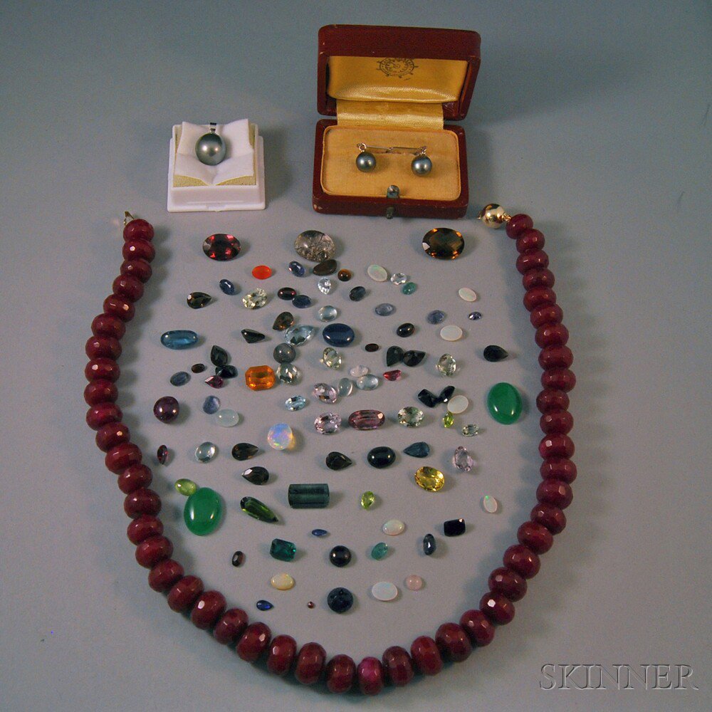 Appraisal: Group of Assorted Jewelry including a faceted red stone bead