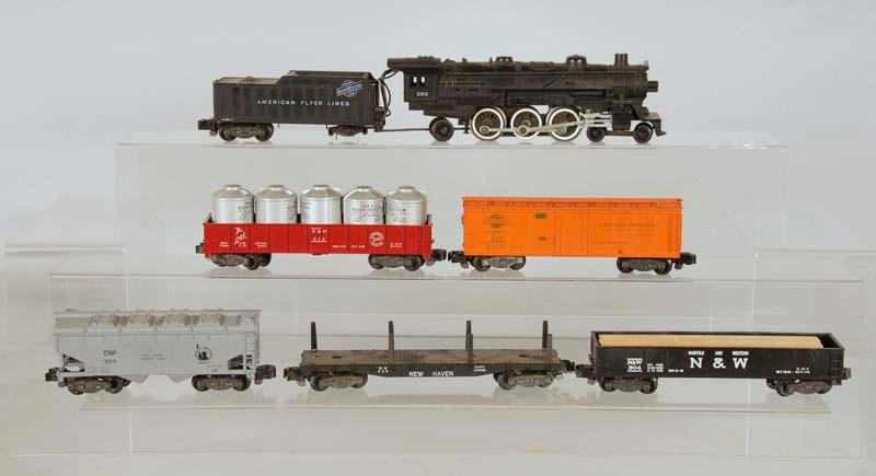 Appraisal: -Piece American Flyer S-Gauge Freight Train Description Includes loco and