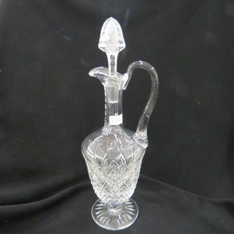 Appraisal: Cut Crystal Decanter low pedestal base diamond fan decor large