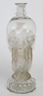 Appraisal: French LeGras figural decanter bottle French LeGras figural glass decanter