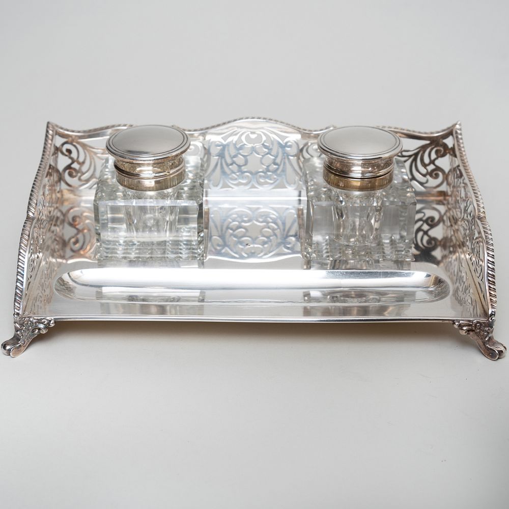 Appraisal: Howard Co Silver Inkstand Marked 'Sterling' Together with Two silver