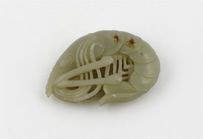 Appraisal: A Chinese jade carving of a prawn the brown skin