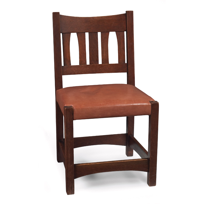 Appraisal: Early Gustav Stickley side chair shaped slats at back over