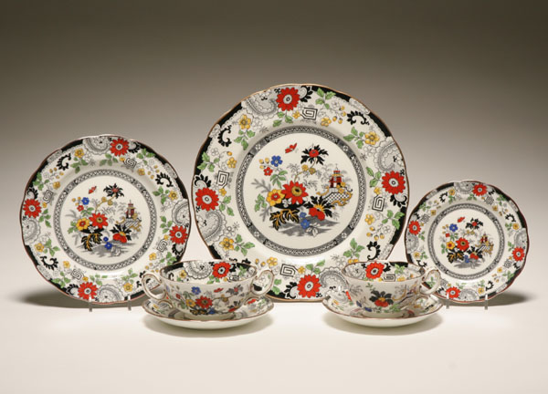 Appraisal: Swansea English china paint and transfer dinner service pcs classical