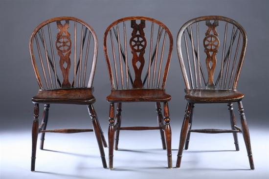 Appraisal: SET SIX WINDSOR WHEEL-BACK SIDE CHAIRS Early th century circa