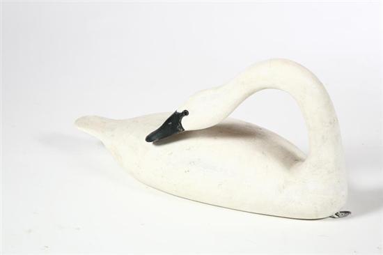 Appraisal: SWAN BY FRANK FINNEY VIRGINIA B Carved wood with original