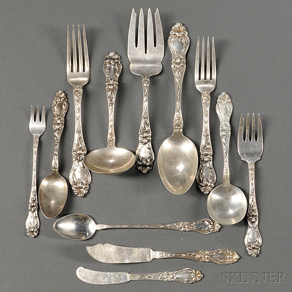 Appraisal: Frank Whiting Lily Pattern Sterling Silver Flatware Service North Attleboro