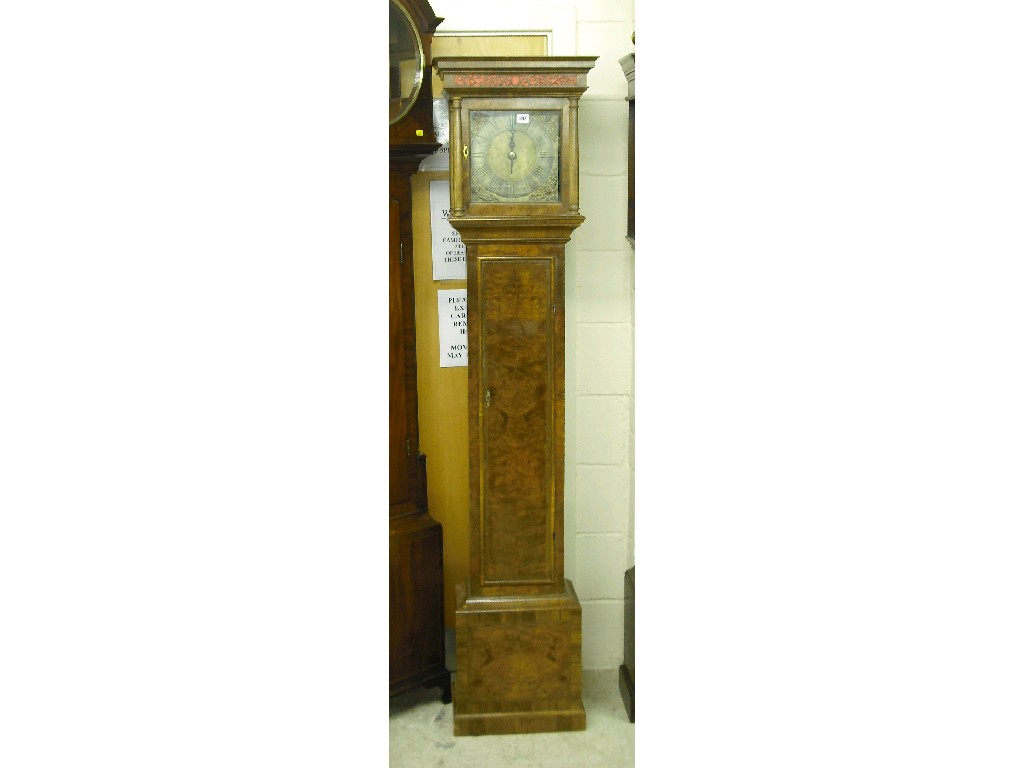 Appraisal: Walnut thirty hour longcase clock the early birdcage movement and