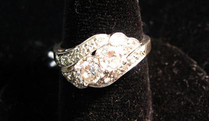 Appraisal: Platinum and diamond twin stone ring th century Two round