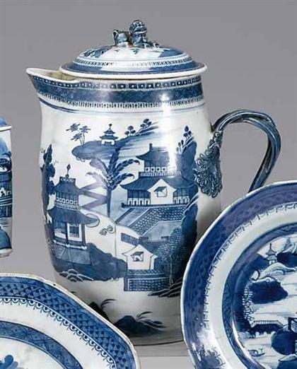 Appraisal: Chinese export porcelain blue and white toddy jug with cover