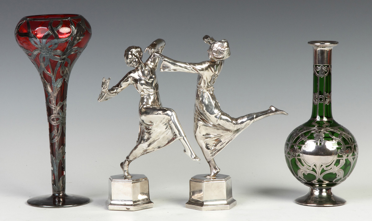 Appraisal: Art Deco Silver Dancing Girls