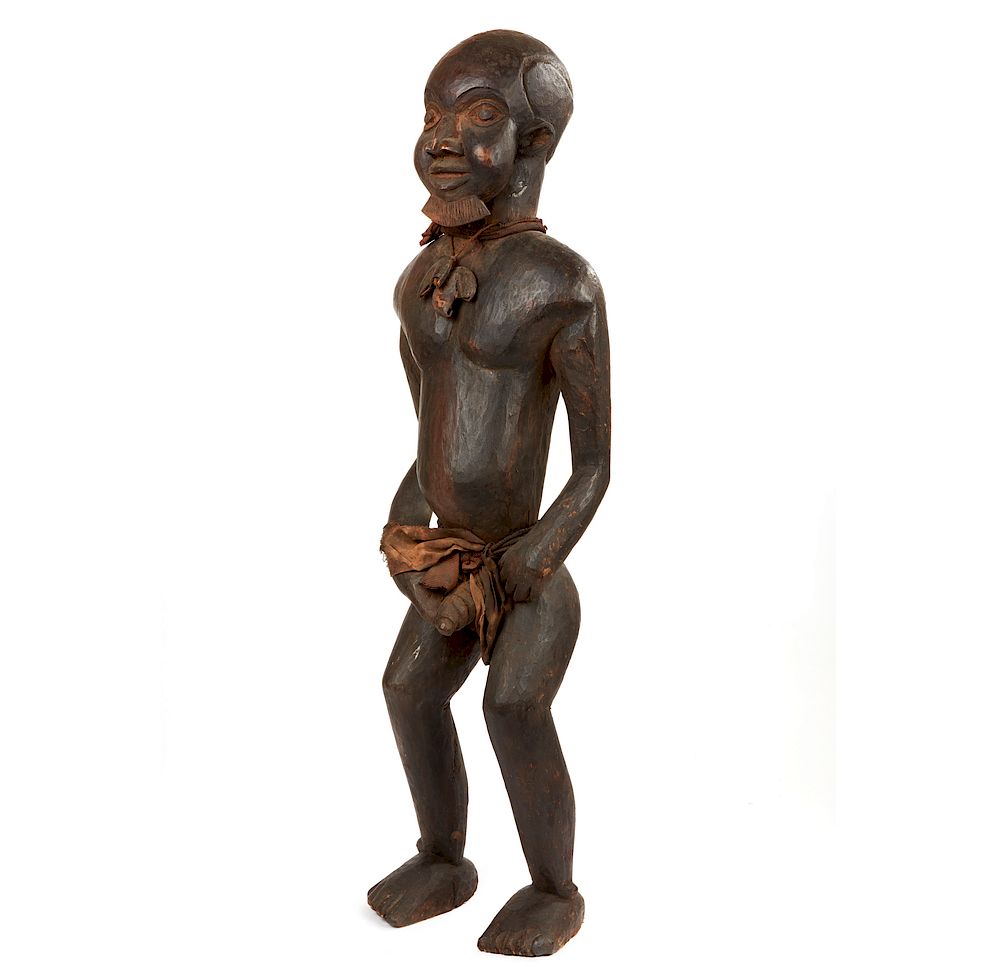 Appraisal: Cameroon Standing Wood Male Figure Cameroon standing male figure carved