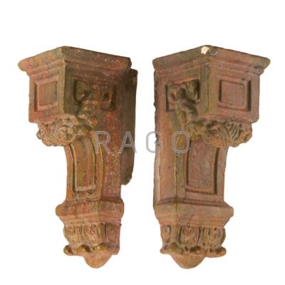 Appraisal: WHEATLEY Pair of glazed stoneware corbels USA ca Unmarked Each