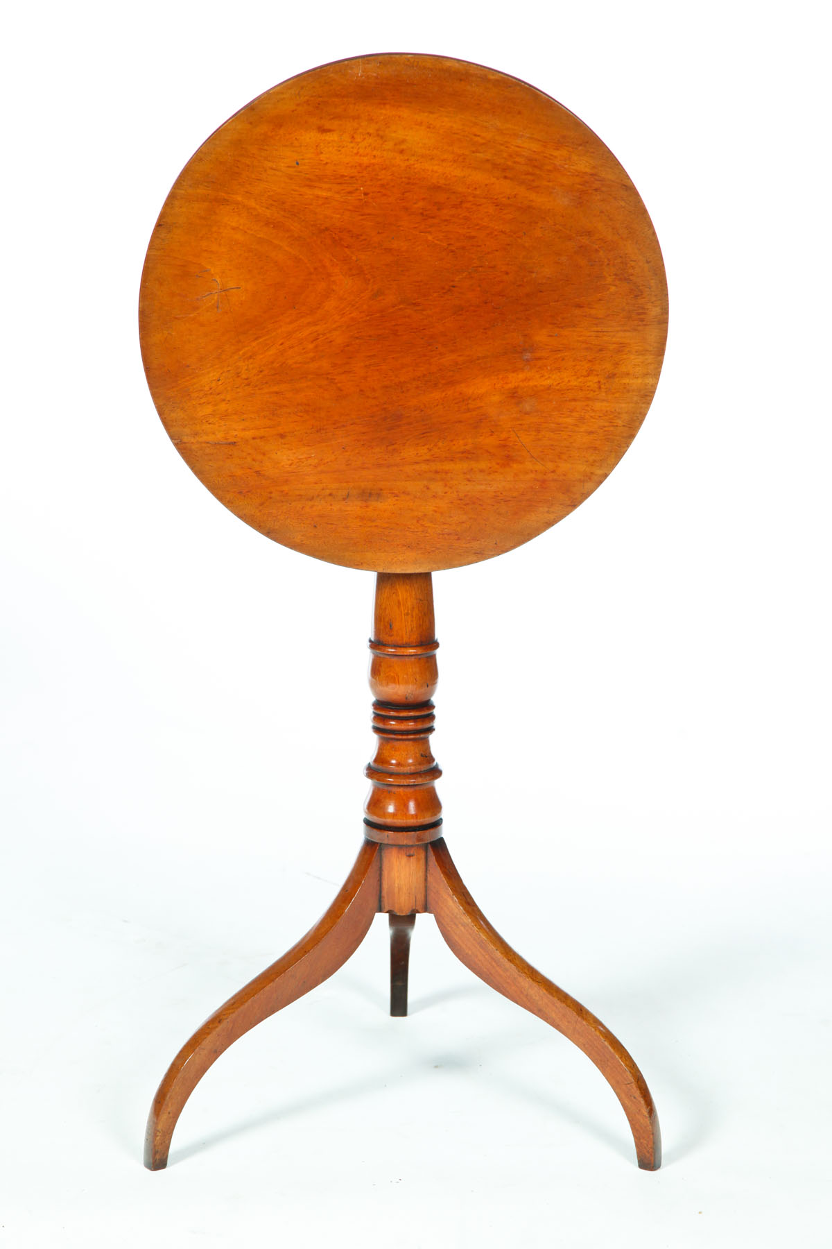 Appraisal: FEDERAL CANDLESTAND American early th century mahogany Round tilt top