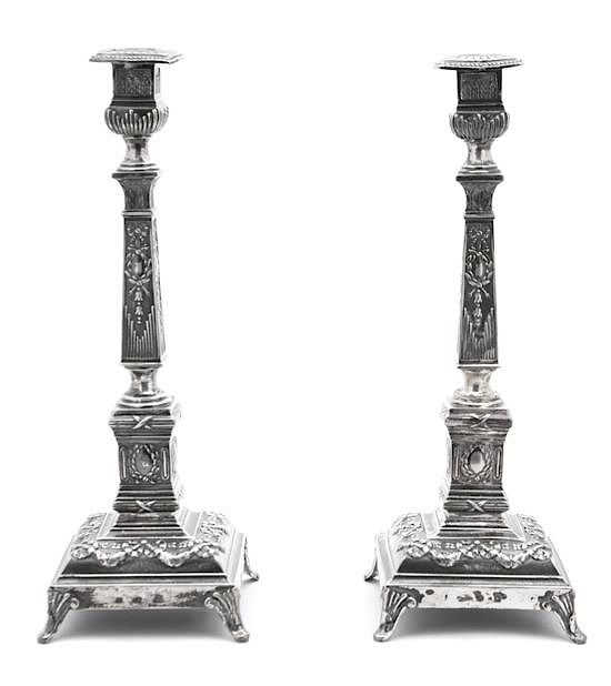 Appraisal: A Pair of Russian Silver Candlesticks Russia Late th Century