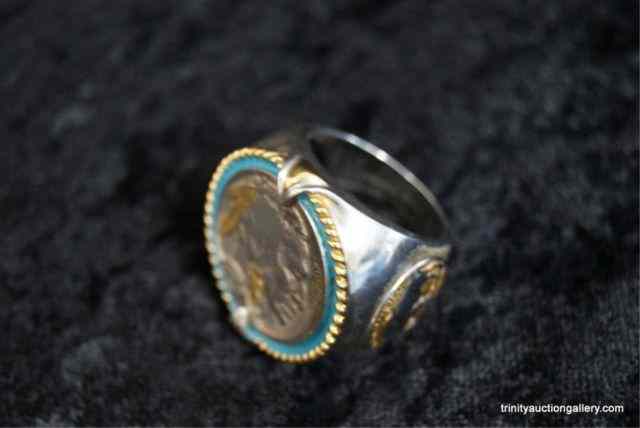 Appraisal: Sterling Silver w Indian Head Nickel Men's RingBeautiful vintage Sterling