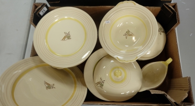 Appraisal: A good collection of glazed pottery art deco dinnerware to