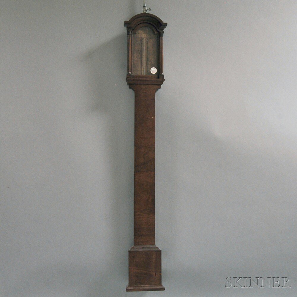 Appraisal: Mahogany Veneer Stick Barometer James Knight Maker Shaston England early