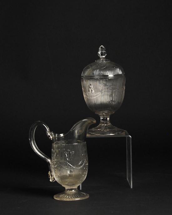 Appraisal: A Pressed Sandwich Glass Bellflower Sugar and Creamer both footed