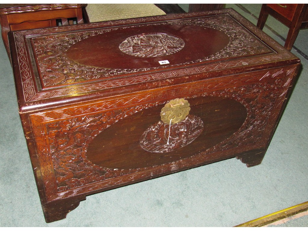 Appraisal: Carved camphorwood kist