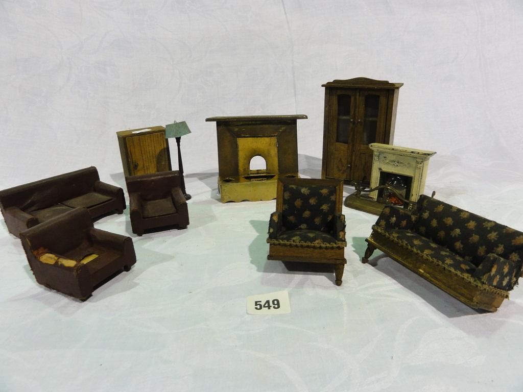 Appraisal: A collection of s style dolls house furniture including a